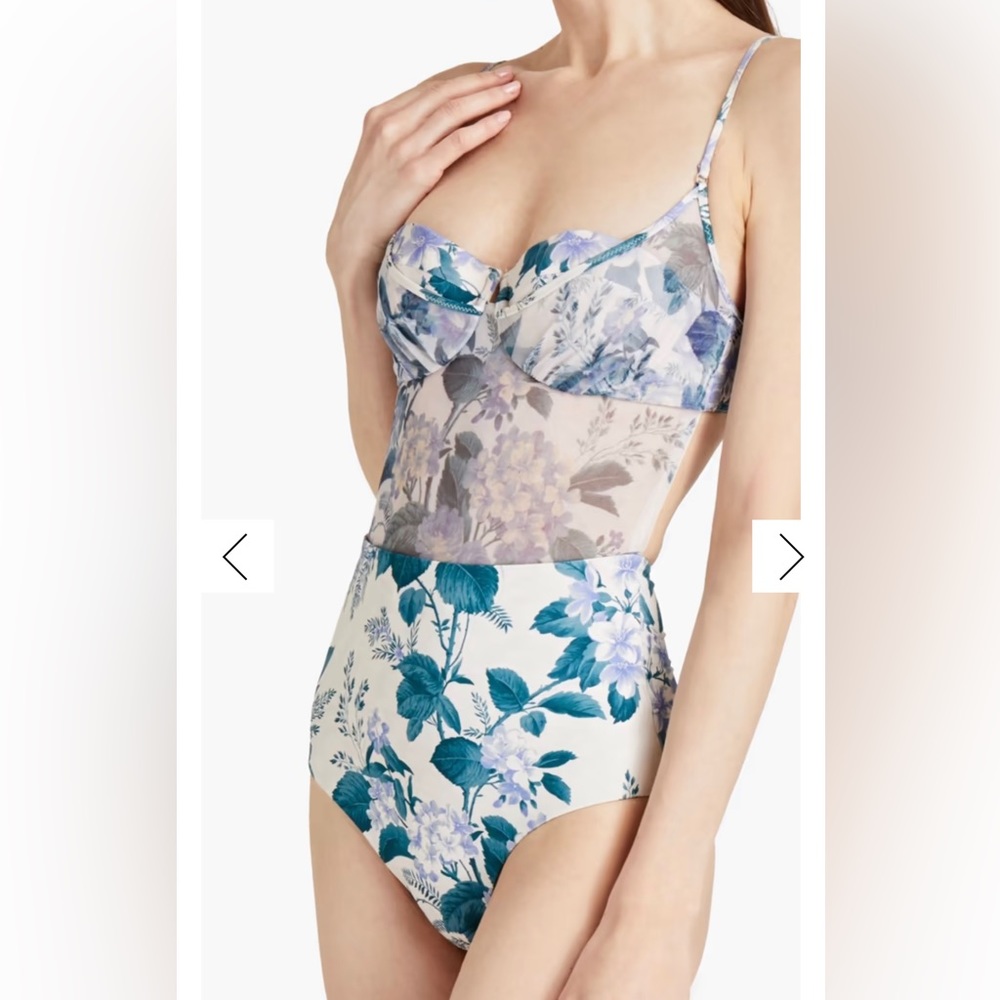 ZIMMERMANN
Mesh-paneled cutout floral-print underwired swimsuit